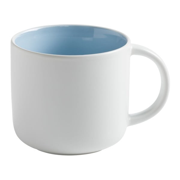 Baltas porcelianinis puodelis su mėlynu vidumi Maxwell & Williams Tint, 440 ml