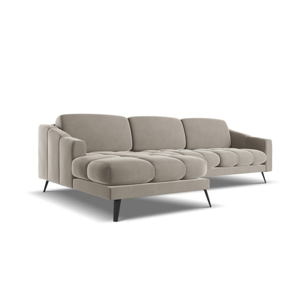 Smėlio spalvos iš velveto kampinė sofa (su kairiuoju kampu) Nalu – Makamii-image-2