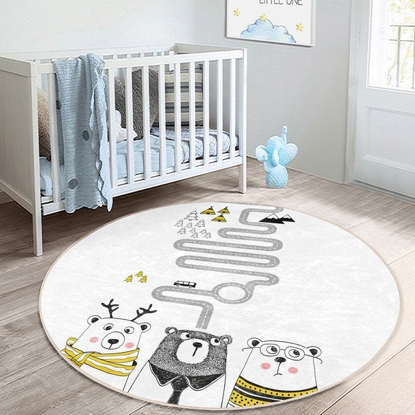 Vaikiškas kilimas baltos spalvos ø 100 cm Comfort – Mila Home-image-2