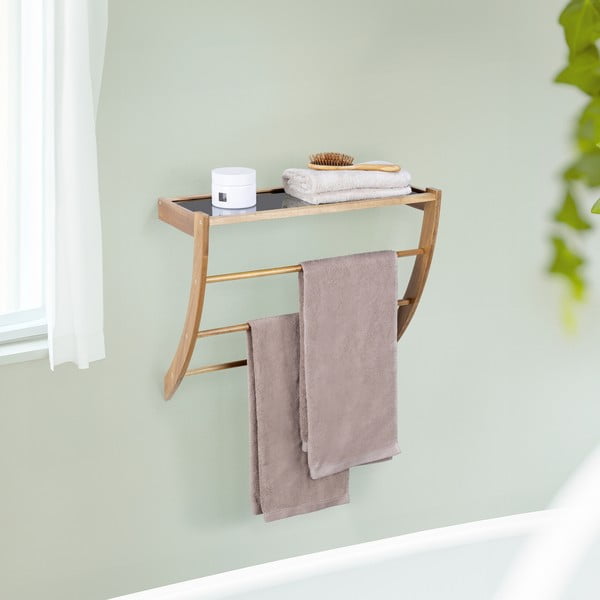 Sieninis tamsios natūralios spalvos iš medienos rankšluosčio laikiklis Fondi – Wenko-image-1