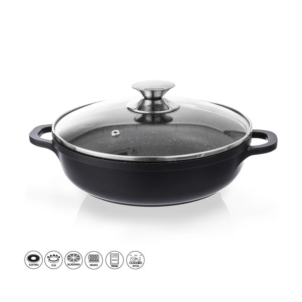 Puodas su nepridegančiu paviršiumi su stikliniu dangteliu  Pfluon Granit Orion Grande, ⌀ 28 cm-image-2