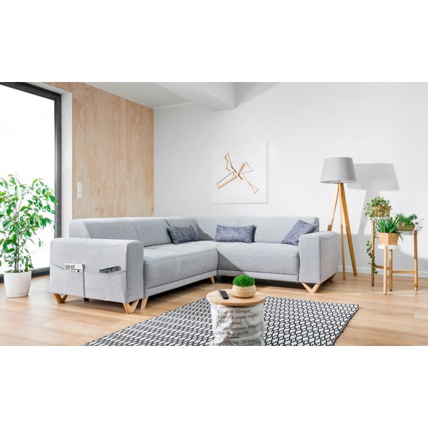 Šviesiai pilkos spalvos sulankstoma/su sandėliavimo vieta kampinė sofa (su dešiniuoju kampu/„L“ formos) Classy Sophie – Miuform-image-3