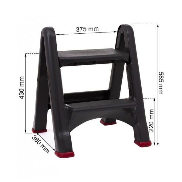 Juodos spalvos kopėčios, aukštis 63 cm-image-1