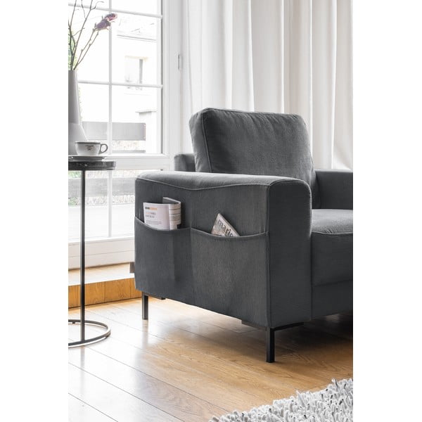 Iš kordinio velveto krėslas tamsiai pilkos spalvos Lofty Lilly – Miuform-image-3