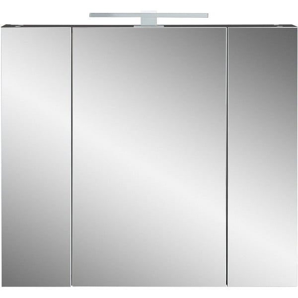 Tamsiai pilka vonios kambario spintelė su veidrodžiu 76x71 cm - Germania
