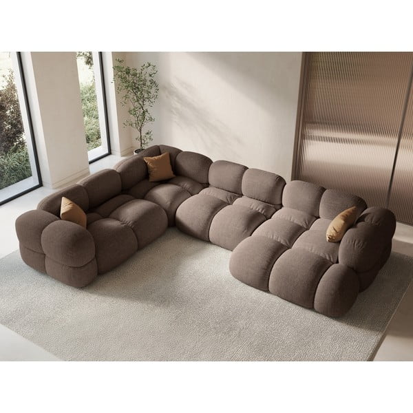 Rudos spalvos kampinė sofa (su kairiuoju kampu/„U“ formos) Loretto – Cosmopolitan Design-image-1