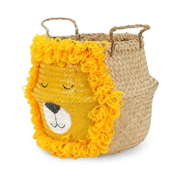 Iš jūržolės vaikiškas krepšys geltonos spalvos/natūralios spalvos ø 30x28 cm Lion – Compactor-image-4