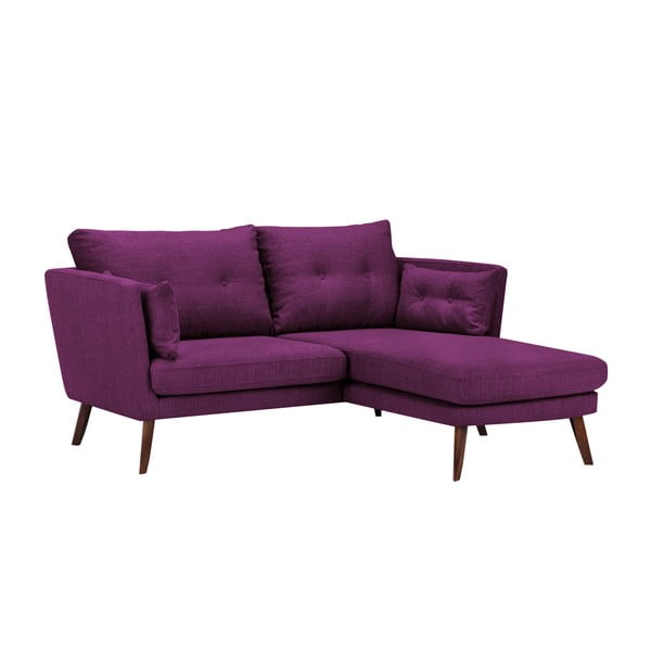 Violetinė trijų vietų sofa "Mazzini Sofas Elena", su šezlongu dešiniajame kampe