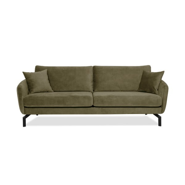 Žalia sofa su aksominiu užvalkalu Scandic Magic, 230 cm pločio