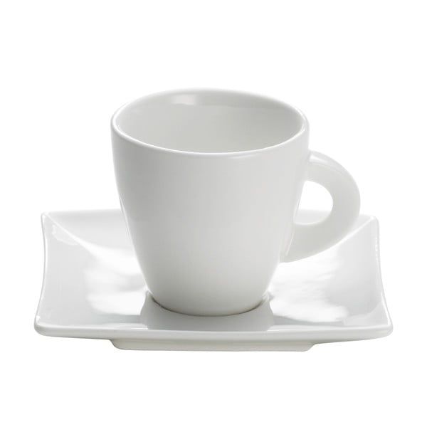 Baltas porcelianinis puodelis su lėkšte Maxwell & Williams East Meets West, 70 ml