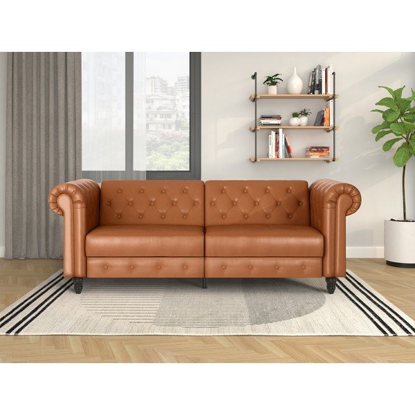 Iš dirbtinės odos sulankstoma sofa konjako rudos spalvos 236 cm Felix – Støraa-image-4