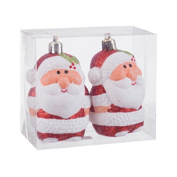 Eglutės papuošimai 2 vnt. ø 5 cm Santa Claus – Casa Selección