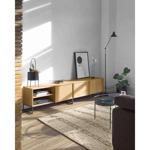 Natūralios spalvos TV spintelė iš ąžuolo 112x51x42 cm Taiana – Kave Home-image-1