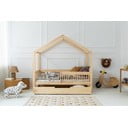 Naminė/ištraukiama iš pušies masyvo vaikiška lova natūralios spalvos su sandėliavimo vieta 120x200 cm Mila RMW – Adeko