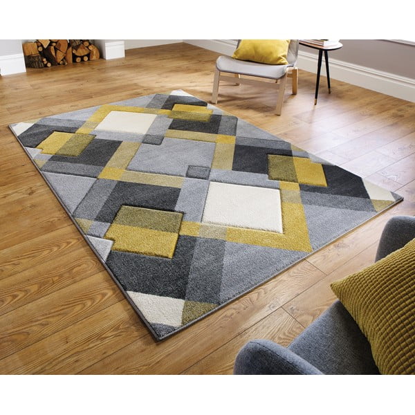 Kilimas geltonos spalvos/pilkos spalvos 160x230 cm Nimbus – Flair Rugs-image-1