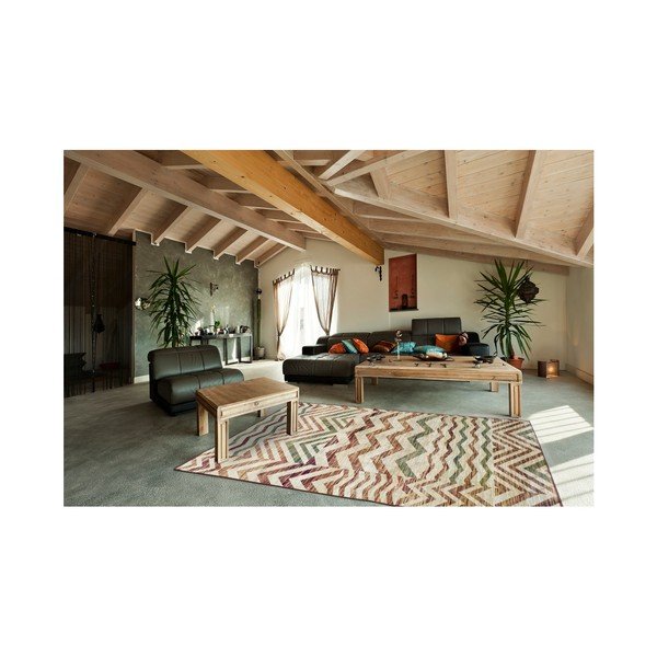 Smėlio ir vyno spalvos viskozės kilimas Universal Belga Zig Zag, 70 x 220 cm-image-2