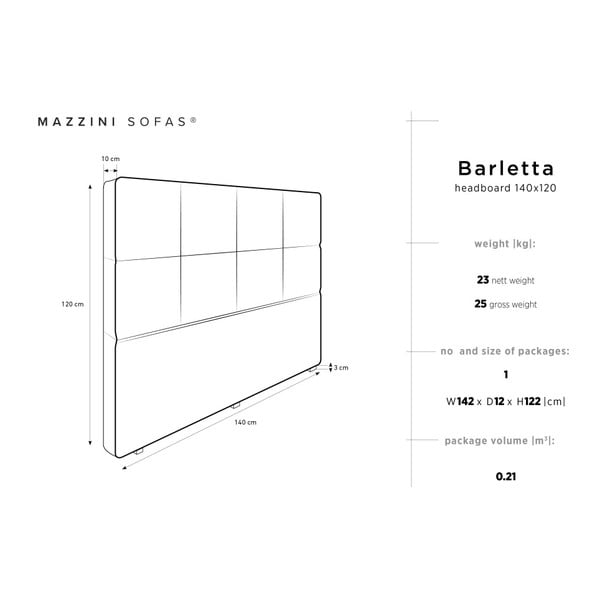 Kreminės spalvos galvūgalis Mazzini Sofas Barletta, 140 x 120 cm-image-4
