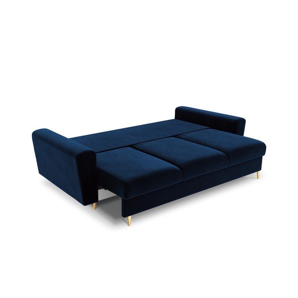 Mėlynos spalvos iš velveto sulankstoma/su sandėliavimo vieta sofa 235 cm Kyoto – Cosmopolitan Design-image-2