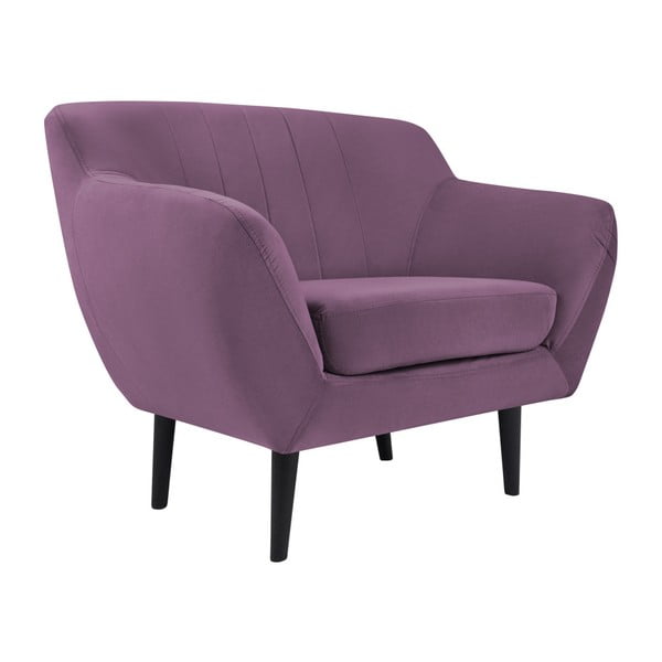 Violetinės spalvos fotelis Mazzini Sofas Toscane, juodos kojos-image-1
