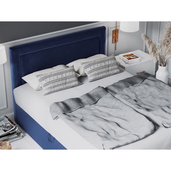 Mėlyna aksominė dvigulė lova Mazzini Beds Yucca, 200 x 200 cm-image-4
