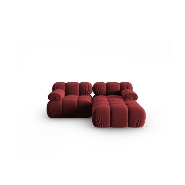 Kampinė sofa raudonos spalvos iš velveto (su dešiniuoju kampu) Bellis – Micadoni Home