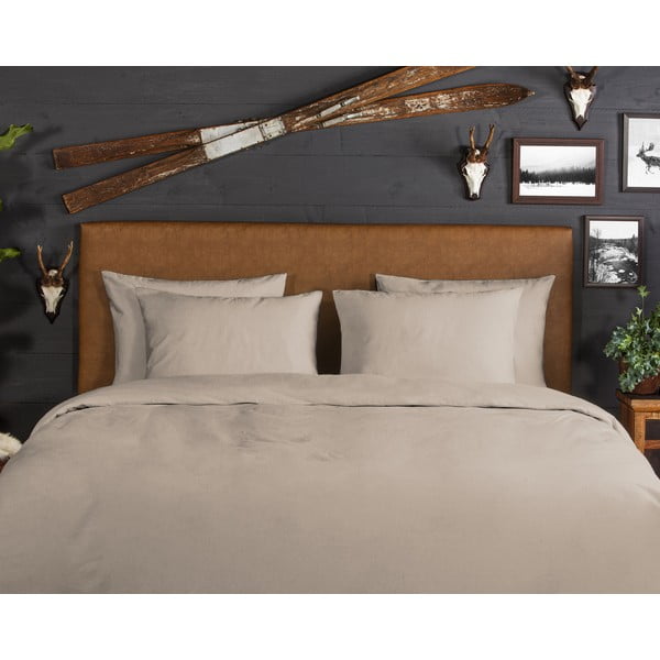 Iš flanelės dvigulė/itin ilga patalynė rudos spalvos 240x220 cm – Good Morning-image-2