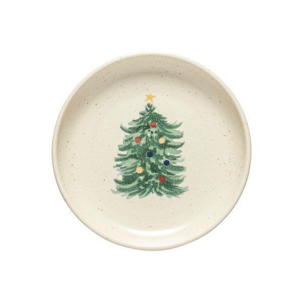 Kreminės spalvos desertinės iš akmens masės lėkštės 4 vnt. su Kalėdų motyvu ø 16 cm Pacifica Christmas Tree – Casafina-image-4