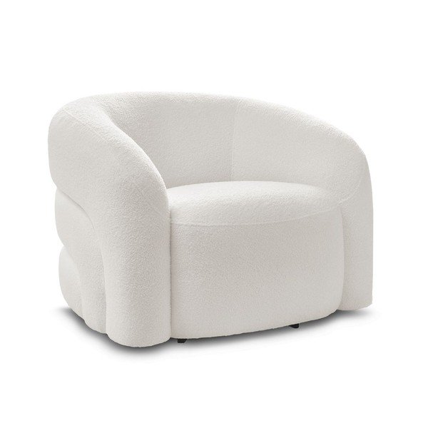 Baltos spalvos pasukamas krėslas iš boucle Elina – Bobochic Paris-image-2