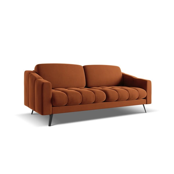 Oranžinės spalvos iš velveto sofa 202 cm Nalu – Makamii-image-2
