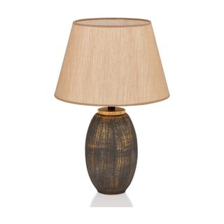 Pilkos spalvos/smėlio spalvos stalinis šviestuvas (aukštis 46 cm) su tekstiliniu gaubtu – Opviq lights