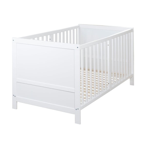 Baltos spalvos vaikiška lovelė reguliuojamas aukštis 70x140 cm Easy Sleep – Roba-image-2