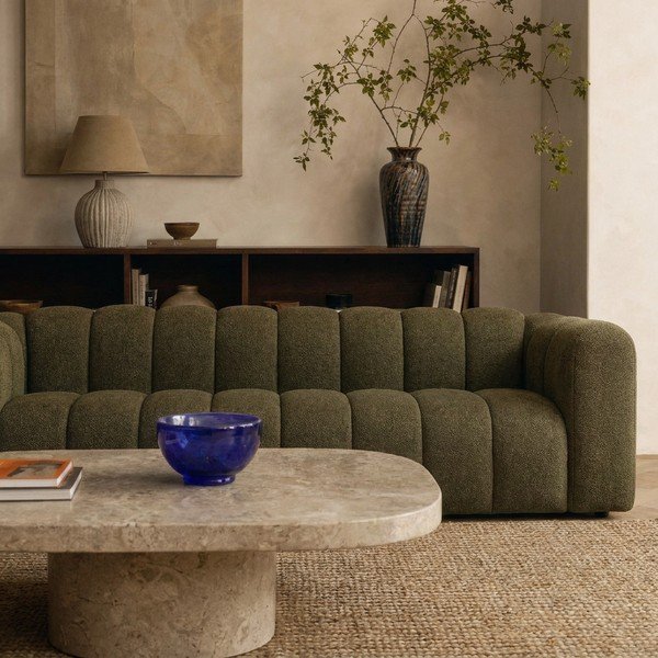 Žalios spalvos sofa iš šenilinio audinio 290 cm Lupine – Micadoni -image-4