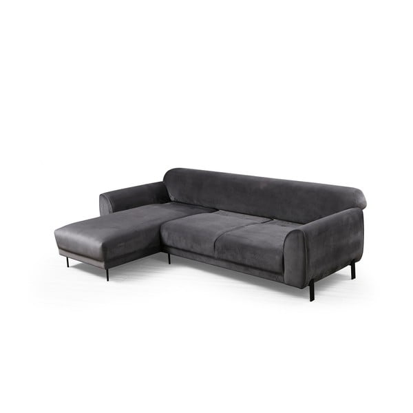 Pilka aksominė kampinė sofa-lova Artie Image, kairysis kampas-image-2