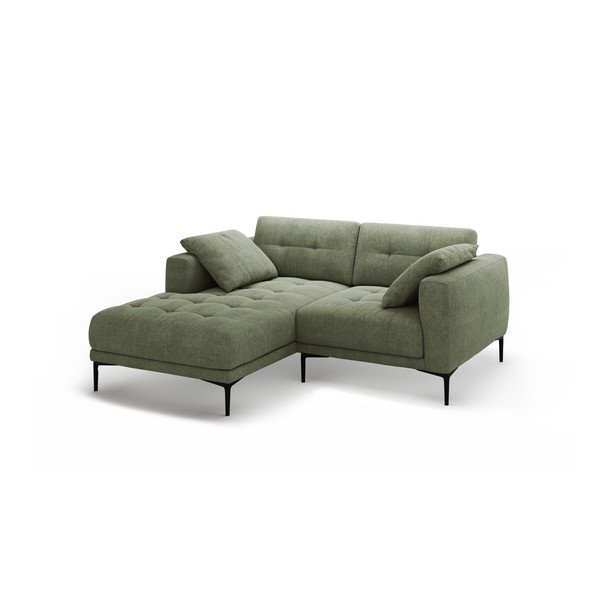 Žalios spalvos kampinė sofa (su kairiuoju kampu/su gultu) Bemy – Micadoni -image-1