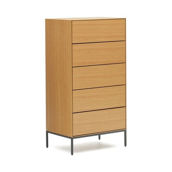 Aukšta šoninė spintelė natūralios spalvos iš ąžuolo 60x114 cm Vedrana – Kave Home-image-2