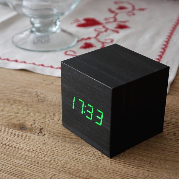 Žalias LED žadintuvas "Cube Click Clock", juodas-image-3