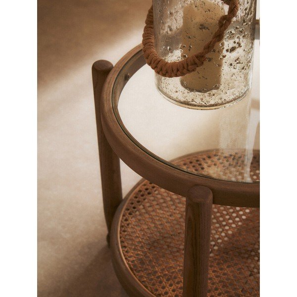 Apvalios formos šoninis stalas su stikliniu stalviršiu ø 57 cm Cebu – Premier Housewares-image-2