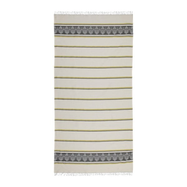 Pilkos ir smėlio spalvos hamamo rankšluostis Deco Bianca Loincloth Stripe Nurbanu, 80 x 170 cm