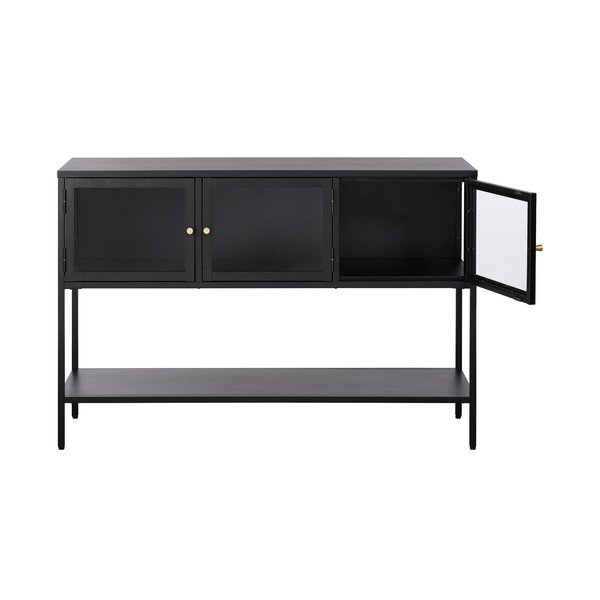 Iš metalo vitrina juodos spalvos 132x88 cm Carmel – Unique Furniture-image-2