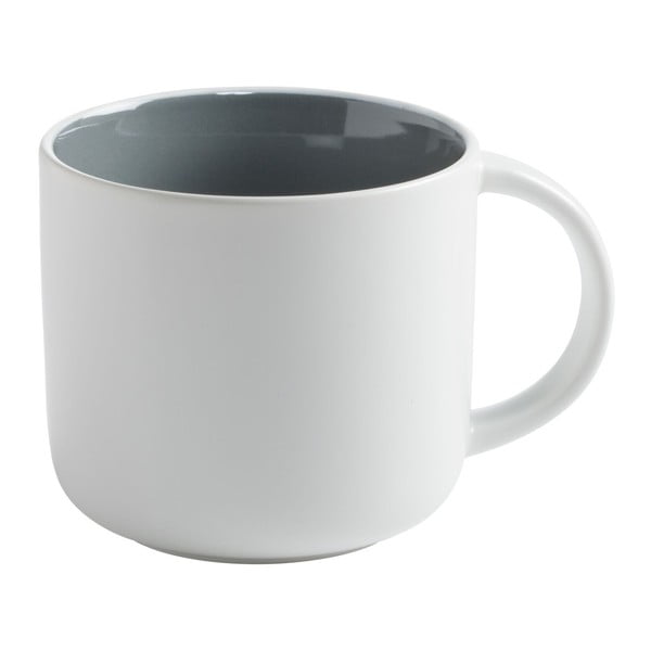 Baltas porcelianinis puodelis su tamsiai pilku vidumi Maxwell & Williams Tint, 440 ml