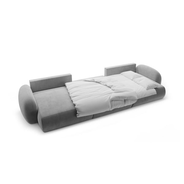 Tamsiai pilkos spalvos iš velveto sulankstoma/su sandėliavimo vieta kampinė sofa („U“ formos) Tonale – Cosmopolitan Design-image-3