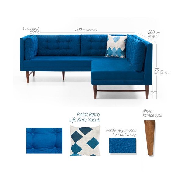 Mėlyna kampinė sofa "Balcab Home Barbara-image-2