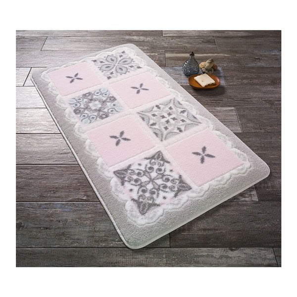 Rožinės ir baltos spalvos vonios kilimėlis Confetti Ceramic, 80 x 140 cm