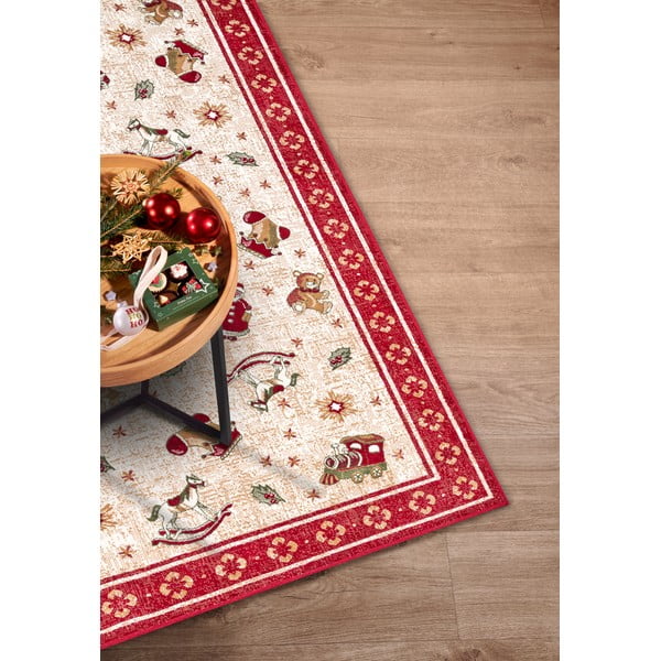 Iš medvilnės mišinio kilimas raudonos spalvos su Kalėdų motyvu 160x230 cm Toy's Delight Red Christmas – Villeroy&Boch-image-2
