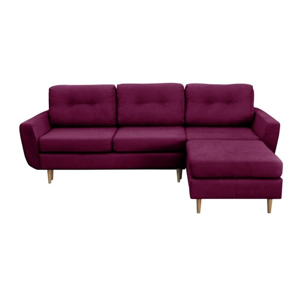 Violetinė sofa-lova su šviesiomis kojomis Mazzini Sofos Tulipe, dešinysis kampas