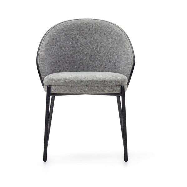 Juodos spalvos/pilkos spalvos iš audinio valgomojo kėdė Eamy – Kave Home-image-2