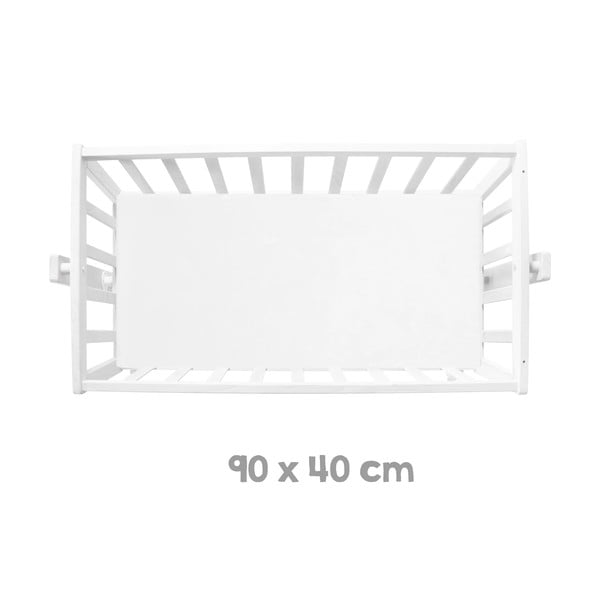 Lopšys baltos spalvos ant ratukų/su baldakimu 40x90 cm Little stars – Roba-image-3