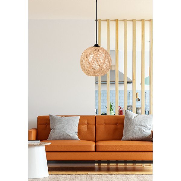 Kabantis šviestuvas juodos spalvos/natūralios spalvos ø 24 cm iš džiuto – Opviq lights-image-1