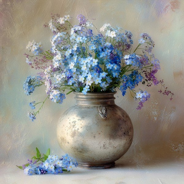 Spausdintas paveikslas tapyba ant drobės 32x32 cm Forget-me-not – Styler