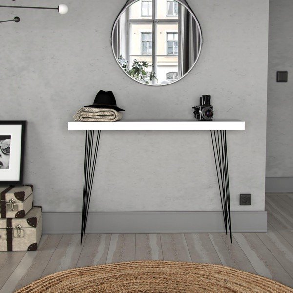 Versa Dallas baltas medinis stalas, 110 x 25 cm-image-2